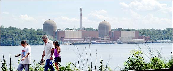 The cooling towers at the Indian Point nuclear power plant on the Hudson River in Westchester County remind some nearby residents of possible safety hazards.